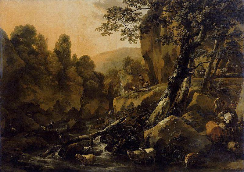 Nicolaes Pietersz. Berchem The Waterfall France oil painting art